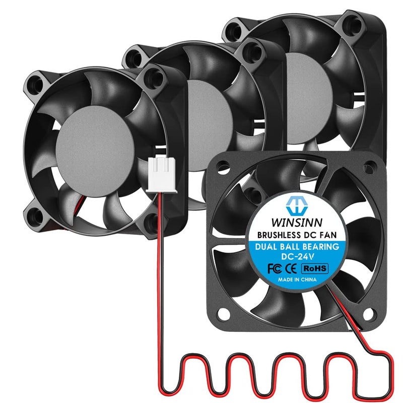 WINSINN 40mm 24V Fan 1M Cable - Dual Ball Bearing 5000 RPM Cooling Fan for Ender 3, CR-10 3D Printers - XH2.54-2PIN Connector, Brushless 40x10mm (4Pcs) - Image 1